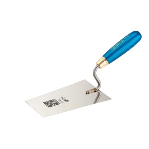 Cazzuola da stucco/muratore LUX 180 mm, acciaio inox con manico in legno blu.