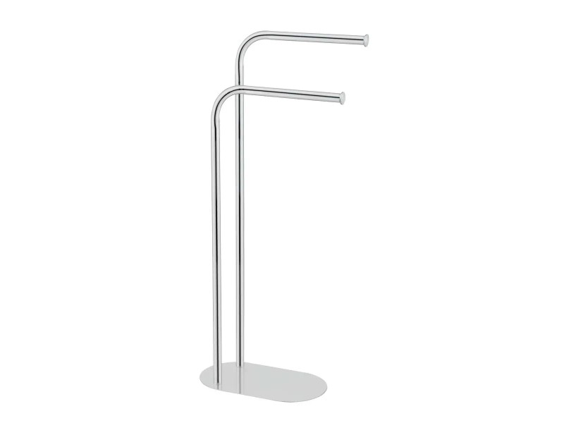 Piantana Porta Asciugamani In Metallo Cromato Lucido – Base Opaca Colorata, 2 Bracci Orientabili, Made In Italy