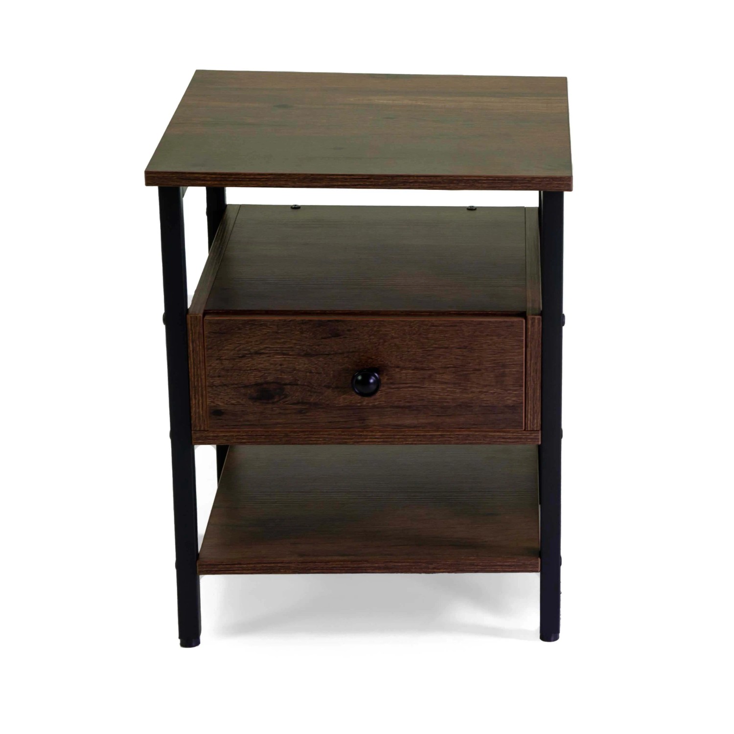 Mobiletto Mudra 1 cassetto in legno noce e nero 40x40h50 cm_3