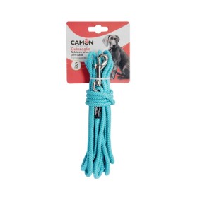 Guinzaglio per cani turchese, 5m, in corda robusta con moschettone.