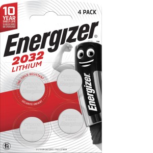 Energizer 2032 pile a bottone al litio, confezione da 4. Alimentazione a lunga durata per dispositivi.