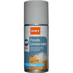 Bomboletta spray di primer universale OBI, adatta per uso interno ed esterno.