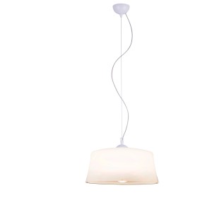Lampada a sospensione bianca t.b.t. per interni.