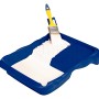 Vaschetta blu LUX (22x31cm) con pennello e pittura bianca. Accessorio pratico per dipingere.