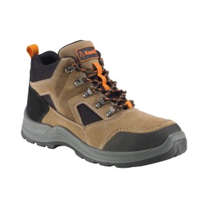 Scarpa da lavoro t.b.t. marrone con lacci arancioni.