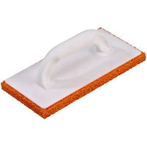 Sponda per spugna LUX Classic con superficie in gomma spugna arancione e manico in plastica bianca.