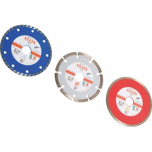 Set dischi diamantati Ellix, 3 dischi (125 mm) per smerigliatrici angolari per tagliare piastrelle e materiali da costruzione.