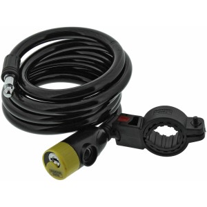Lucchetto a cavo Burg Wächter 340 per bici, 180 cm, con cilindro, chiave e supporto per bici.