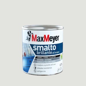 Smalto all`acqua poliuretanico brillante MaxMeyer bianco ghiaccio 0,75 l