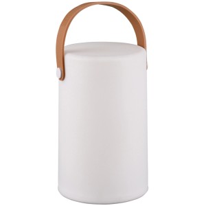 Lampada da tavolo a LED Reality Aruba bianca con maniglia, ideale per esterni.