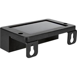 Dettaglio di una lampada da parete solare a LED nera in un set da 2.