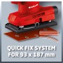 Levigatrice orbitale Einhell TC-OS 1520 con carta vetrata e fissaggio a strappo.