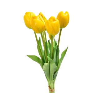 Mazzo tulipani finti in gomma 39 cm giallo 7pz