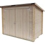 Casetta in legno chiara Bh16 Cover 218x130 cm con doppia porta e tetto scuro, ideale per bici o attrezzi.