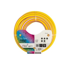 Tubo irrigazione rinforzato in maglia con spirale 25 m x Ø 15 mm giallo-rosso