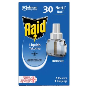 Raid Antizanzare diffusore elettrico con liquido per 30 notti. Protezione efficace contro le zanzare.