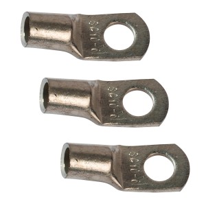 Terminali a occhiello 6 mm, set da 3 per auto. Connettore in ottone stagnato per cavo da 10 mm².