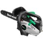 Motosega t.b.t. con catena nera e manico verde.
