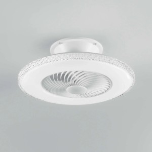 Plafoniera LED bianca con funzione ventilatore.