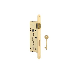 Serratura per porta interna color oro con chiave. Categoria: Serrature per porte.