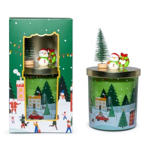 Candela decorativa Natale verde H 17 cm