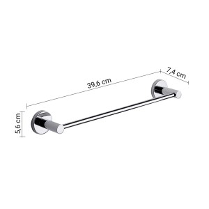 Portasciugamani cromato con dimensioni per bagno e doccia.