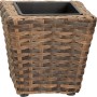 Vaso di fiori conico marrone (17x17 cm) effetto rattan per interni ed esterni.