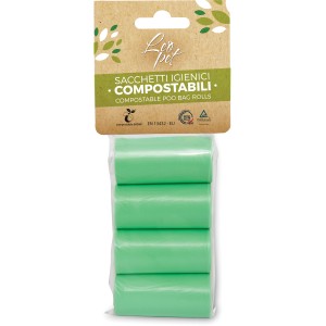 t.b.t. Sacchettini igienici per cani, sacchetti igienici compostabili per cani, verde menta, 4 rotoli.