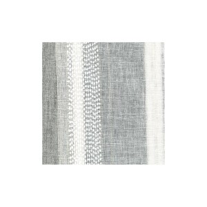 Dettaglio di una tenda in tessuto t.b.t. a righe nei toni del grigio e del bianco.