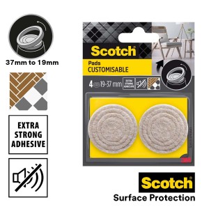 Feltrini Scotch, 4 pezzi, 19-37mm, autoadesivi per mobili, per proteggere le superfici e ridurre il rumore.