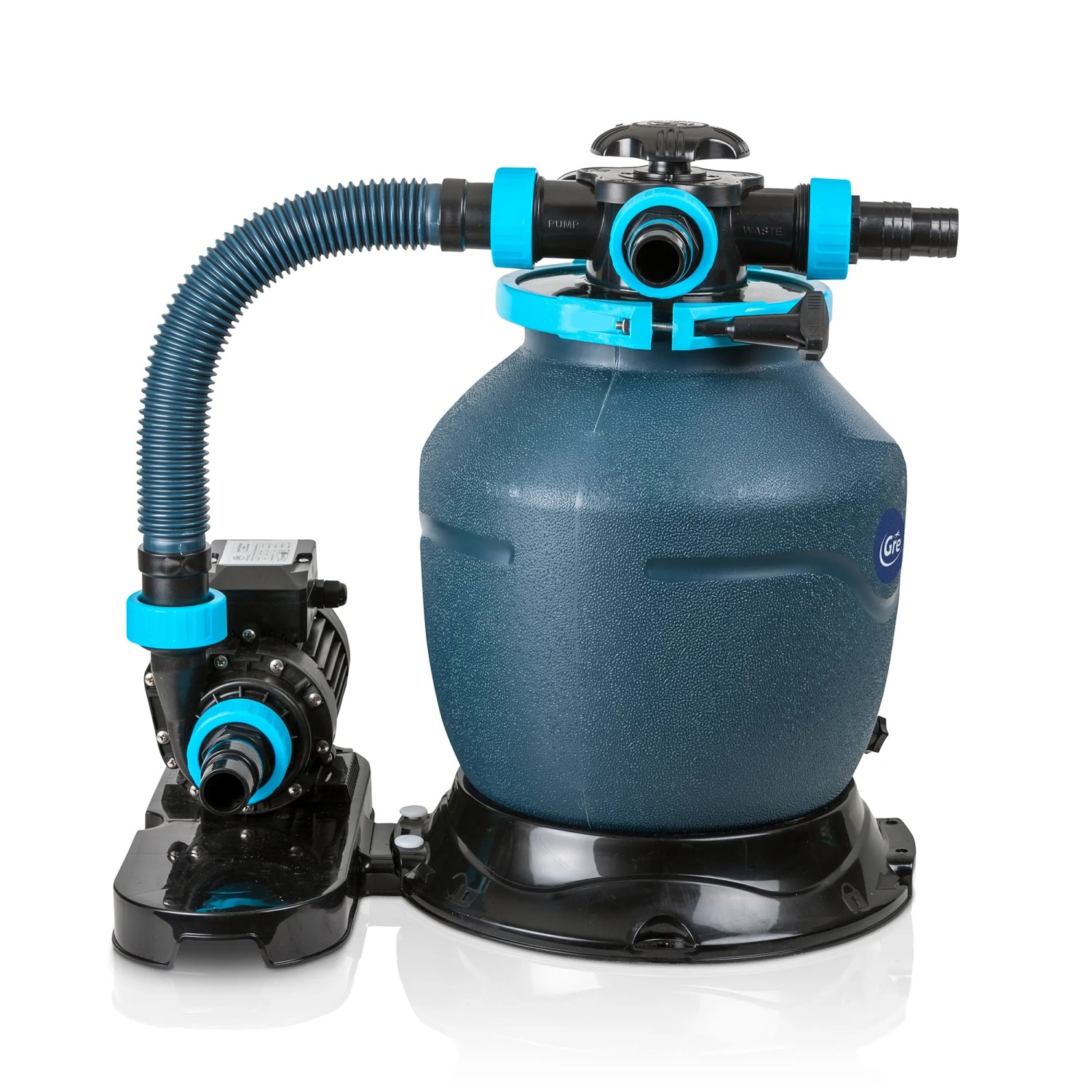 Sistema di filtraggio a sabbia Gre Ø 320 mm, monoblocco nero per piscine fuori terra, sabbia non inclusa.