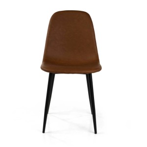 Sedia imbottita Malva in ecopelle marrone e struttura in metallo 44x54h86 cm