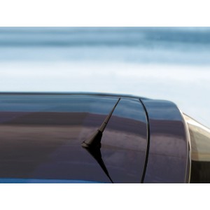 Antenna OBI nera (10 cm) montata sul tetto di un'auto.