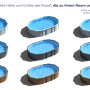 Piscine Gre Pool con pareti in acciaio in varie dimensioni e design, incluso effetto legno.