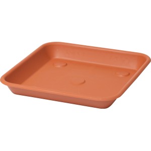 Sottovaso quadrato in terracotta per vasi da fiori.