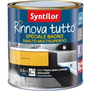 Barattolo di smalto per bagni Syntilor Rinnova Tutto, adatto a diverse superfici.
