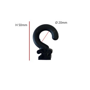 Gancio nero t.b.t., alto 50mm, diametro 20mm, per Set di ganci e occhielli.
