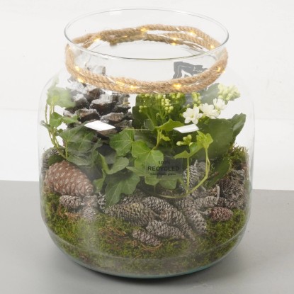 Composizione in barattolo di vetro Ø cm 19 fiori bianchi