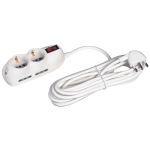 Ciabatta bianca t.b.t. con interruttore e cavo.