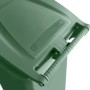 Cestino verde t.b.t., dettaglio del coperchio e della maniglia.