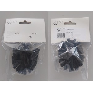 Spazzola di ricambio per utensile sanitario, confezionata. Setole nere, rotonda.