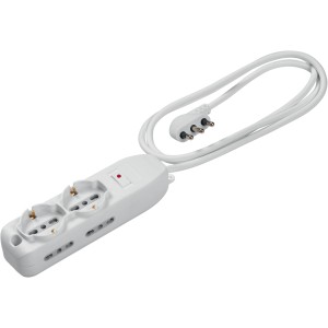 Ciabatta multipresa t.b.t. bianca con interruttore e cavo.