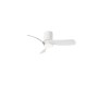 Ventilatore da soffitto bianco con tre pale e illuminazione LED integrata.