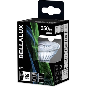Lampadina LED Bellalux GU10, 4,3W, bianco neutro, 350 lumen, nella scatola.