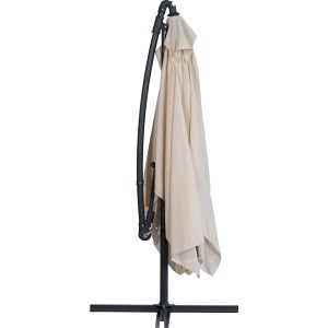 Ombrellone a braccio t.b.t. beige chiuso con struttura nera.