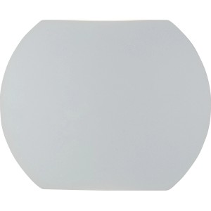 Applique LED t.b.t. bianca con forma arrotondata per montaggio a parete.