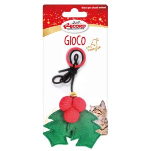 Canna da pesca per gatti con design di agrifoglio e campanellino, gioco per gatti interattivo.