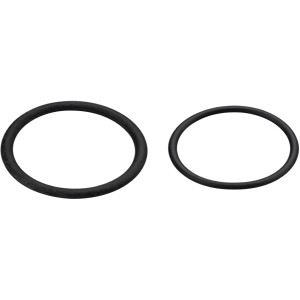 Kit guarnizioni per sifone lavabo, due guarnizioni in gomma nera di diverse dimensioni.