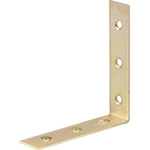 Staffa angolare per sedia zincata gialla 80x80x18 mm per costruzioni in legno.