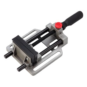 Morsa da banco LUX con apertura 90 mm, ideale per fissare pezzi durante la foratura.